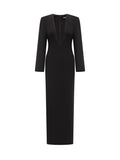 Black Solid V Neck Maxi Dress 1