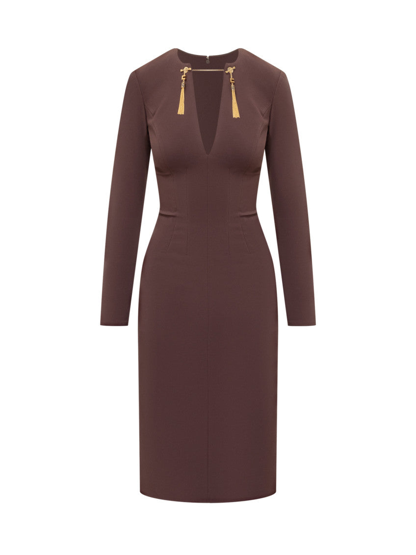 Red V Neck Midi Dress 1