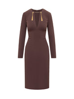 Red V Neck Midi Dress 1