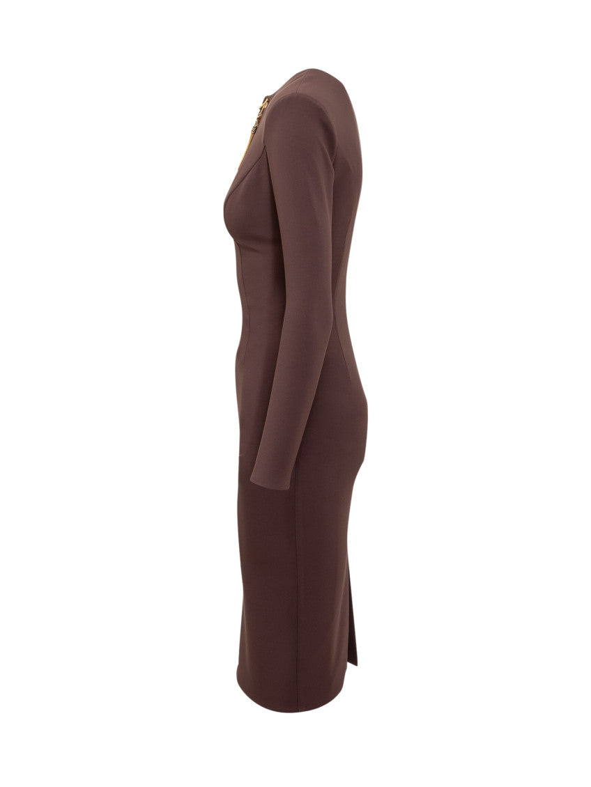 Red V Neck Midi Dress 3