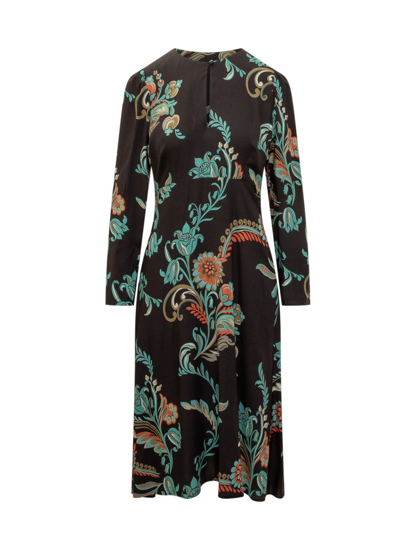 Multicolor Floral Round Neck Midi Dress 1