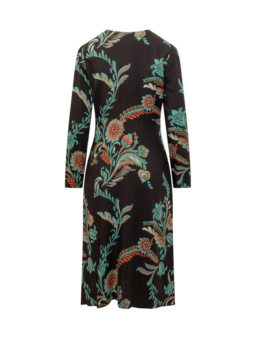 Multicolor Floral Round Neck Midi Dress 2