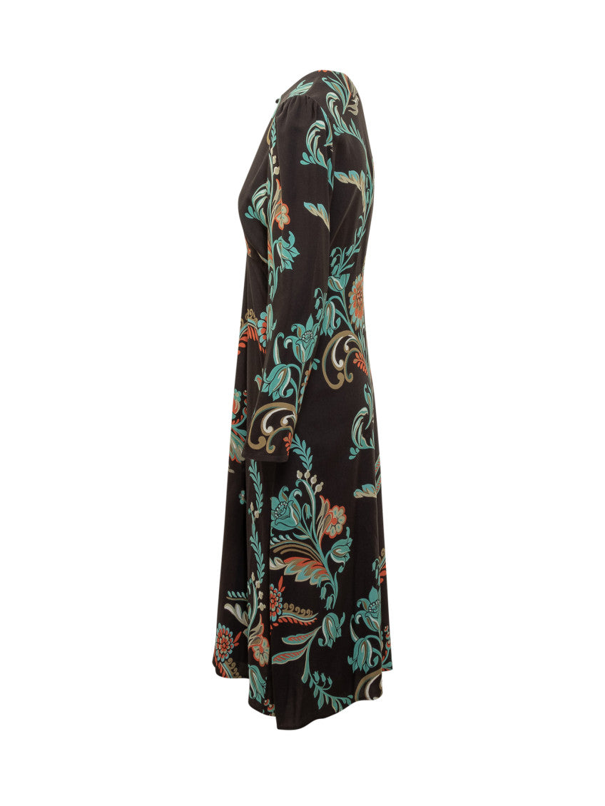 Multicolor Floral Round Neck Midi Dress 3