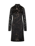 Black Floral Mock Collar Dress 1