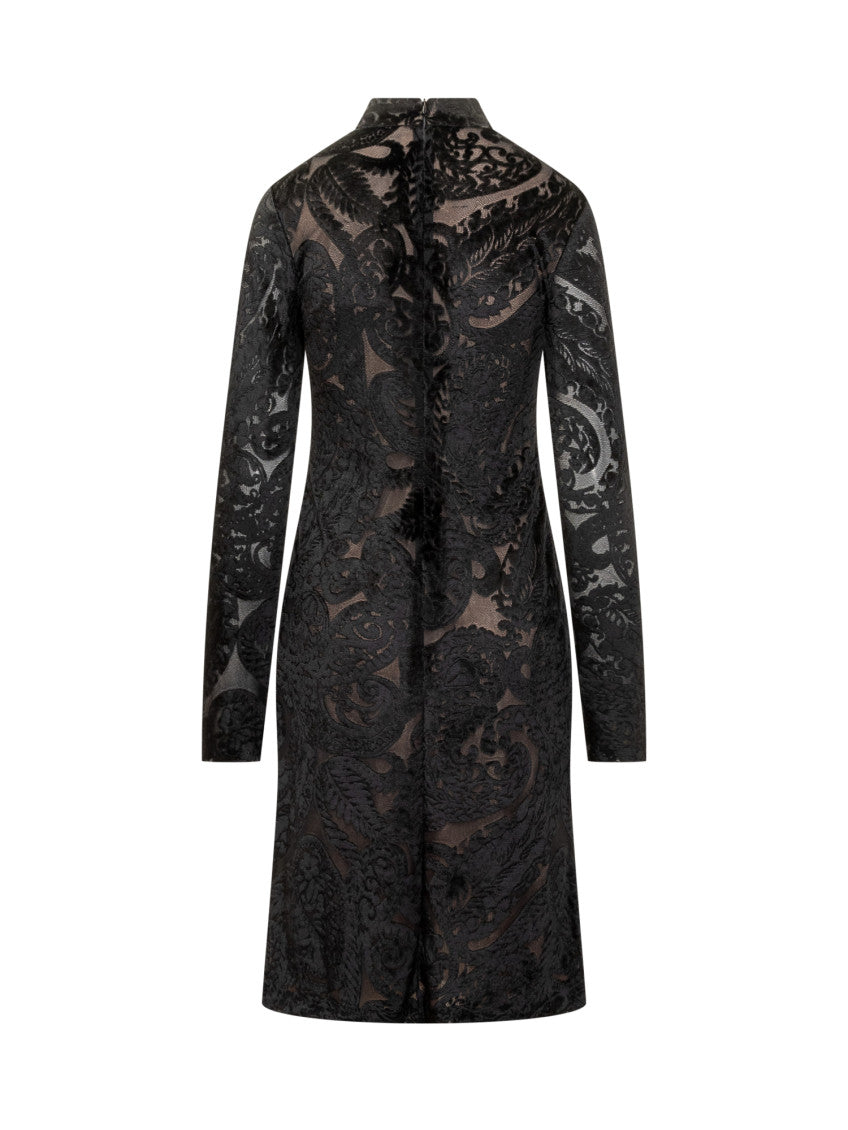 Black Floral Mock Collar Dress 2