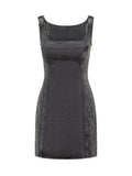 Grey Square Neck Mini Dress 1