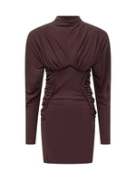 Brown Solid Cowl Neck Mini Dress 1