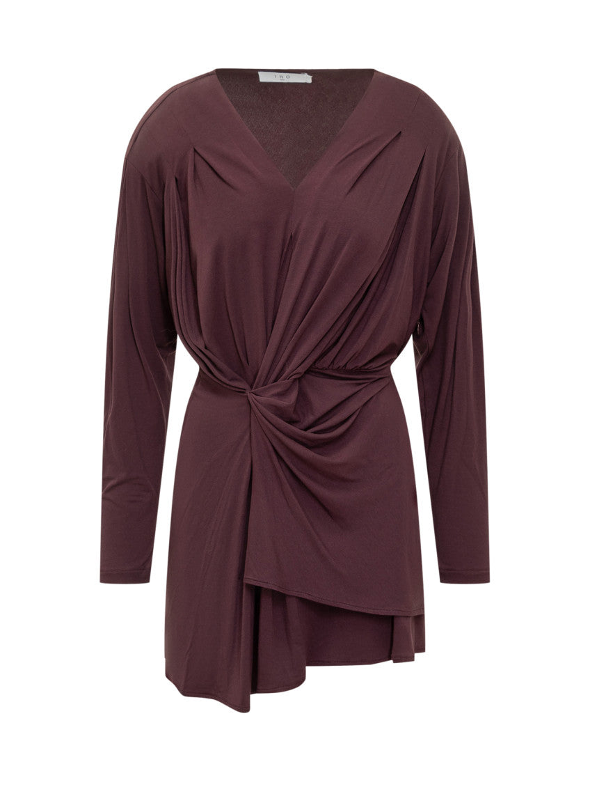 Red Solid V Neck Mini Dress 1