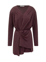 Red Solid V Neck Mini Dress 1