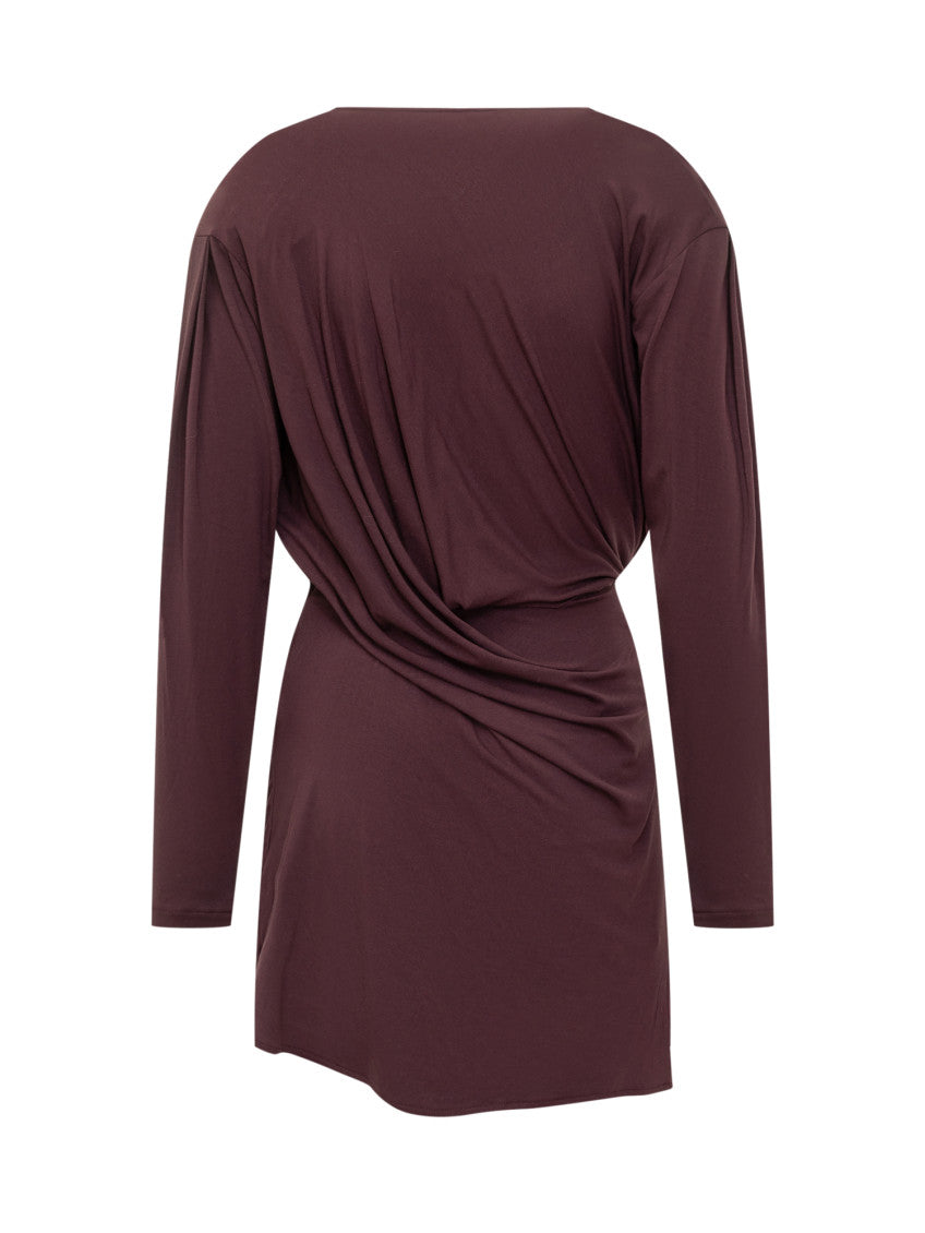 Red Solid V Neck Mini Dress 2