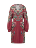 Red Floral V Neck Midi Dress 1