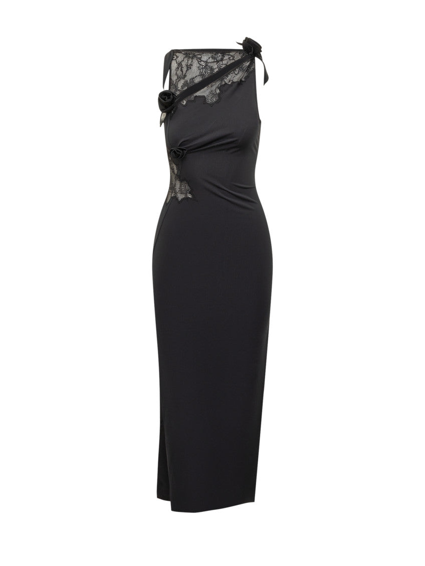Black Lace One Shoulder Maxi Dress 1