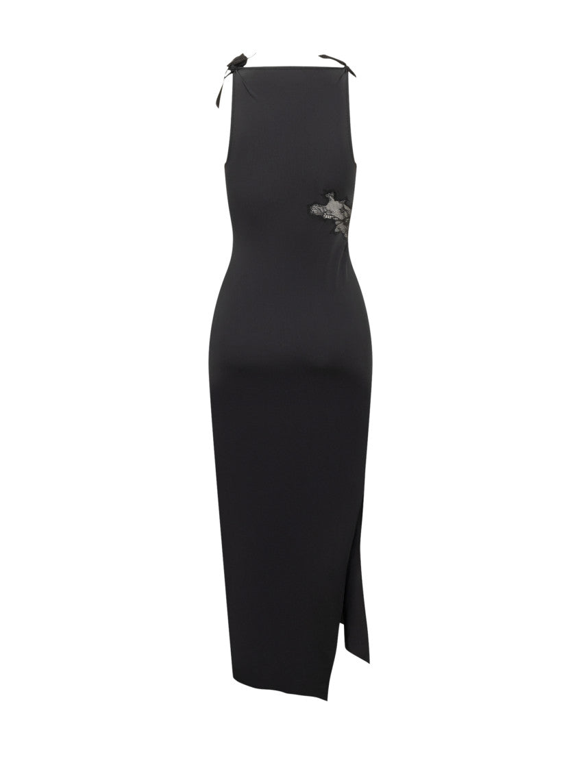 Black Lace One Shoulder Maxi Dress 2