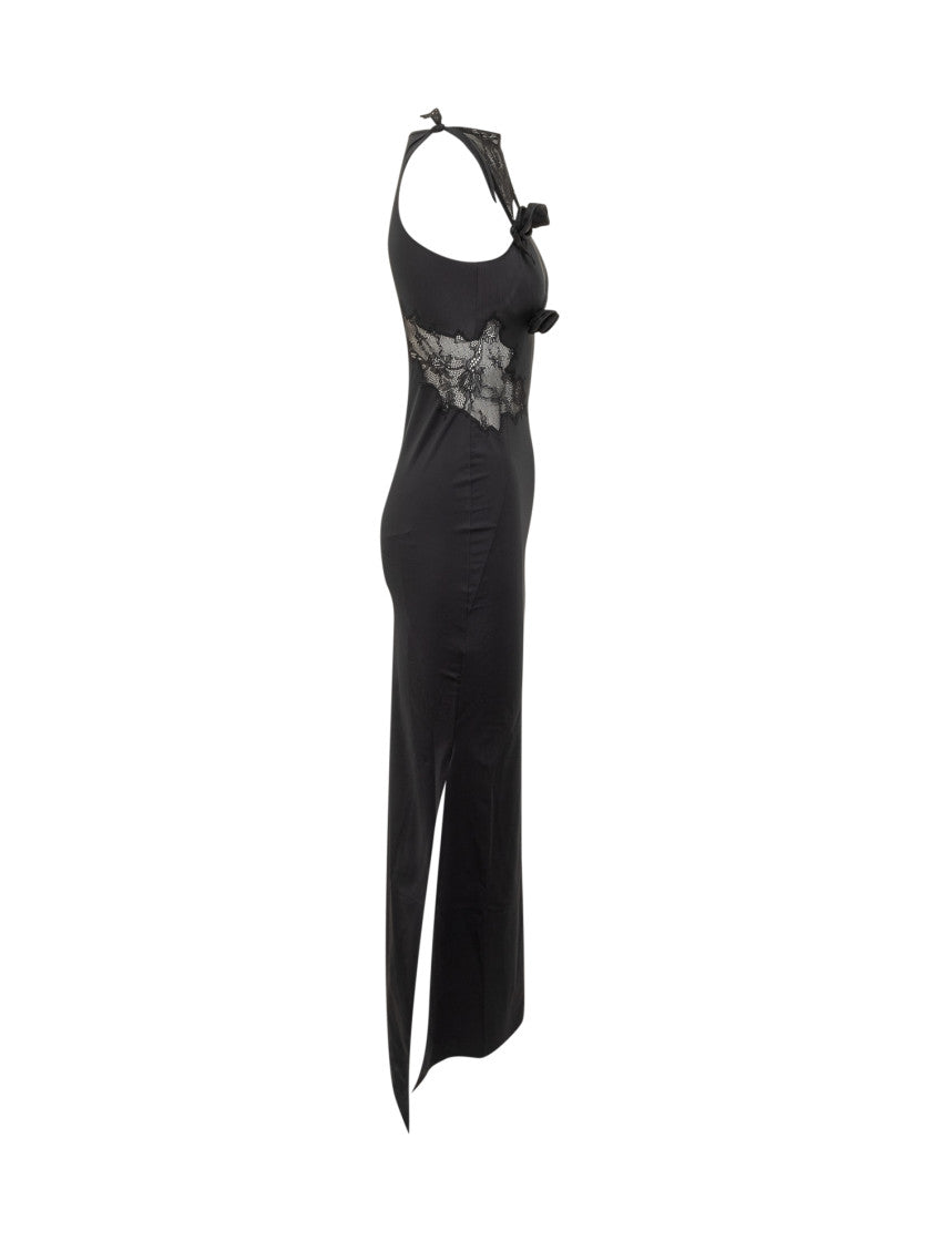 Black Lace One Shoulder Maxi Dress 4
