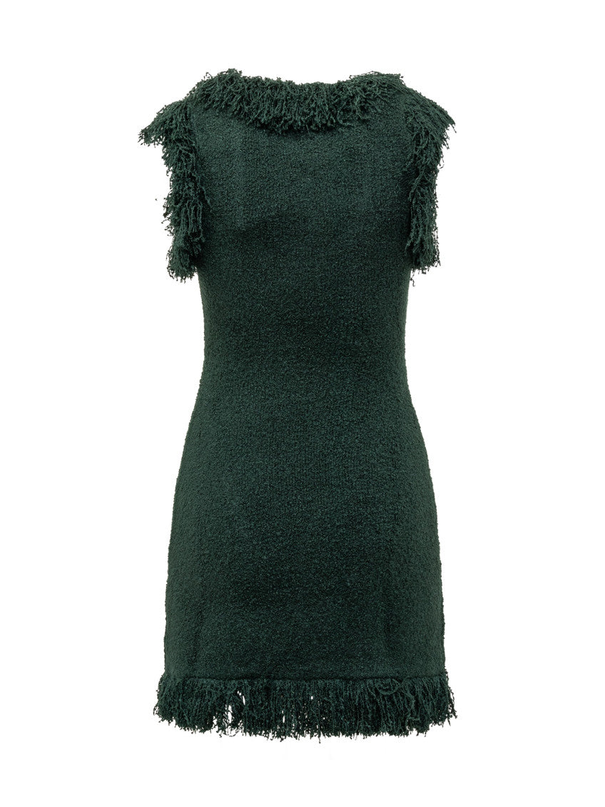 Green Textured Scoop Neck Mini Dress 2
