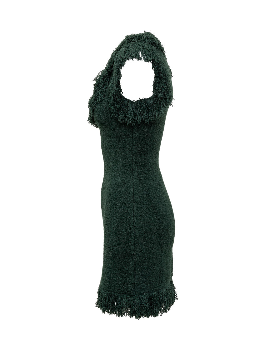 Green Textured Scoop Neck Mini Dress 3