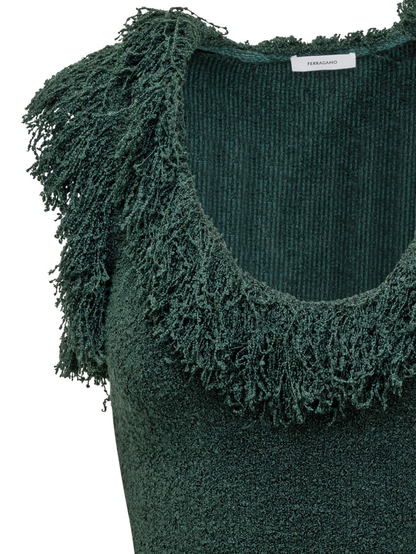 Green Textured Scoop Neck Mini Dress 4