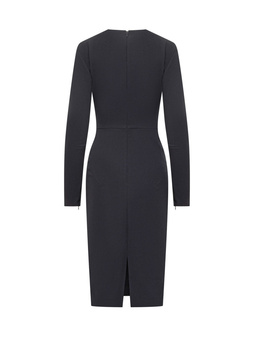 Blue Round Neck Midi Dress 2