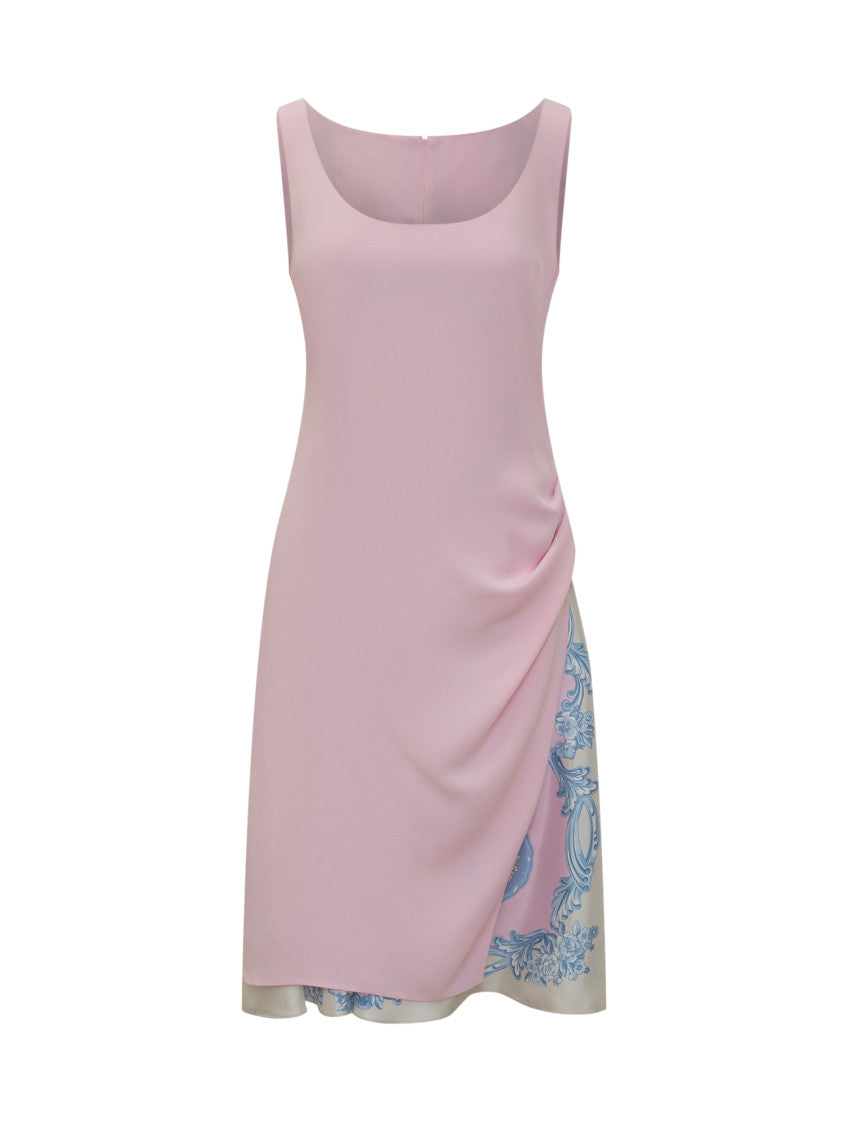 Pink Printed Scoop Neck Midi Dress 1