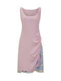 Pink Printed Scoop Neck Midi Dress 1