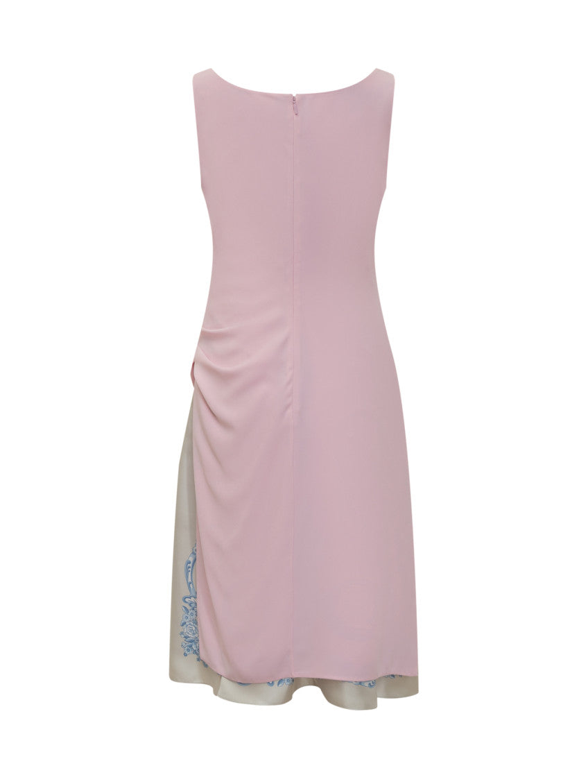 Pink Printed Scoop Neck Midi Dress 2