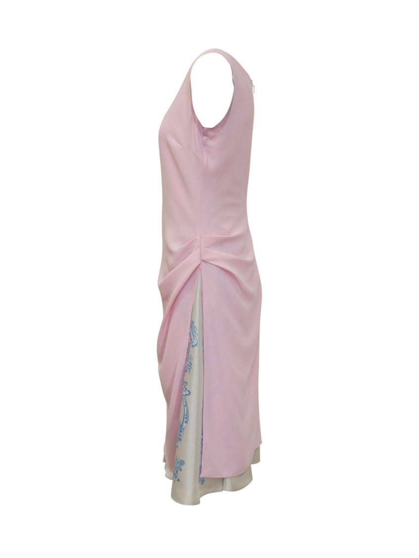 Pink Printed Scoop Neck Midi Dress 3