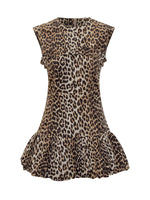 Brown Animal Print Round Neck Mini Dress 1