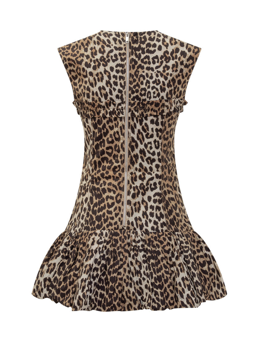 Brown Animal Print Round Neck Mini Dress 2