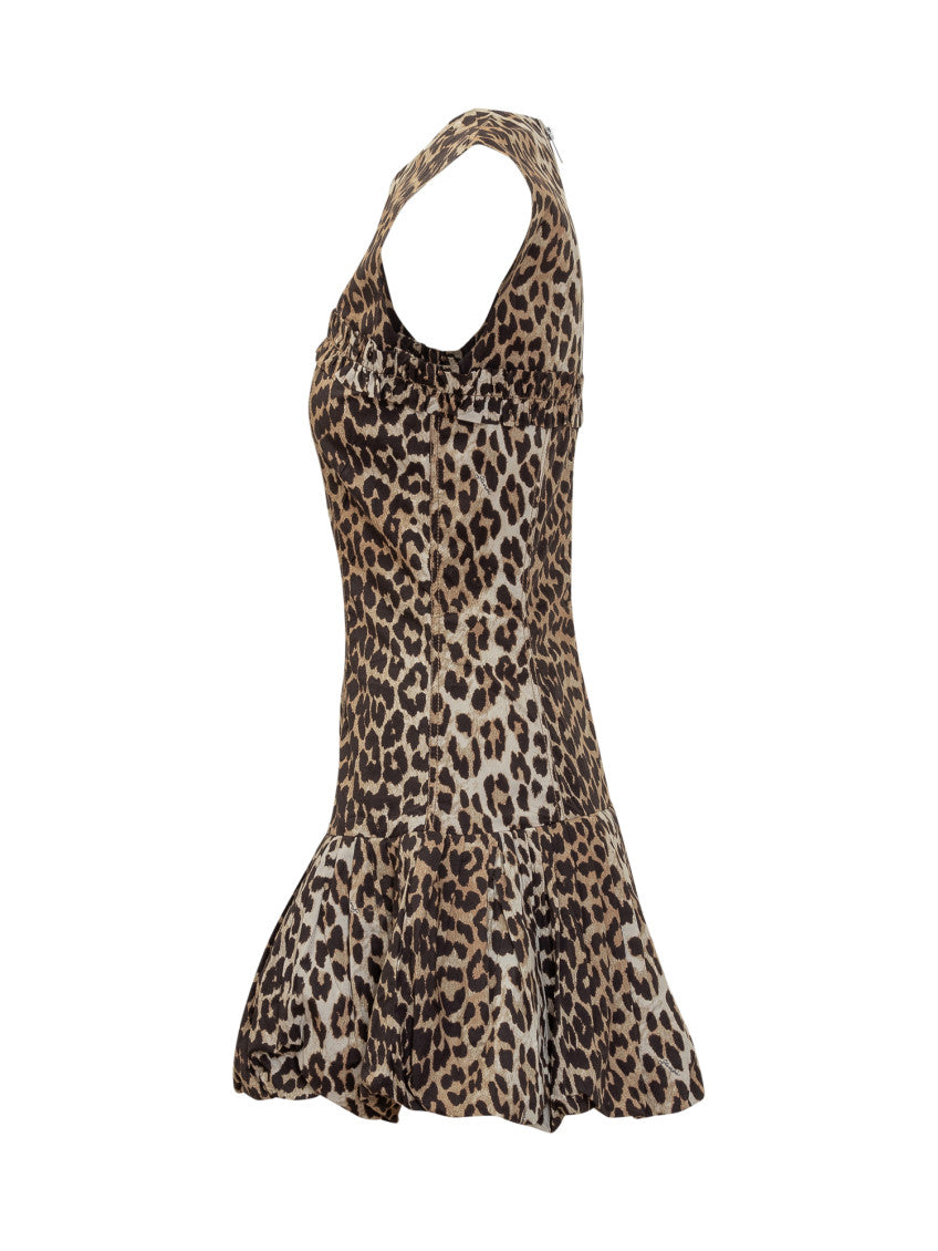 Brown Animal Print Round Neck Mini Dress 3