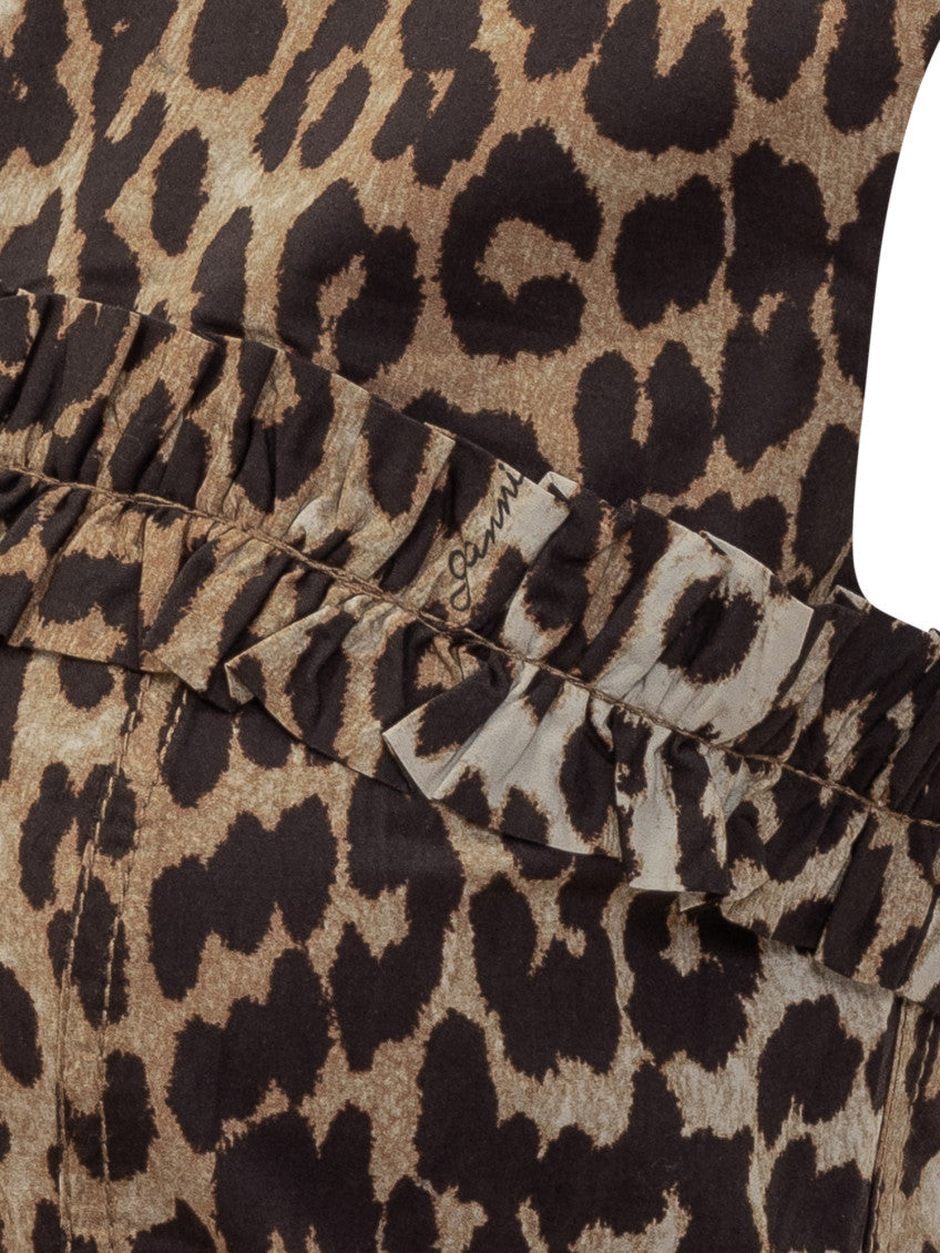 Brown Animal Print Round Neck Mini Dress 4