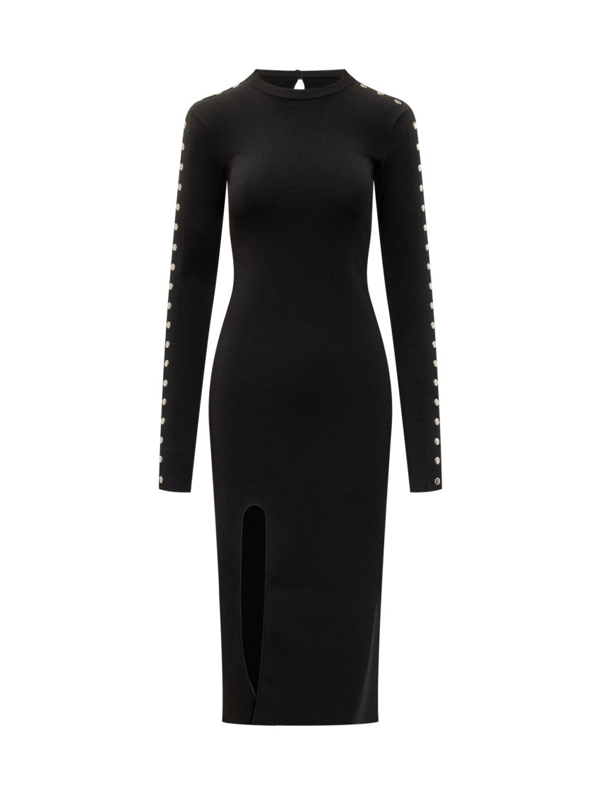 Black Embellished Crew Neck Midi Dress 1