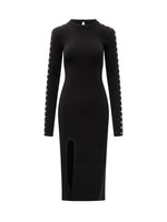 Black Embellished Crew Neck Midi Dress 1