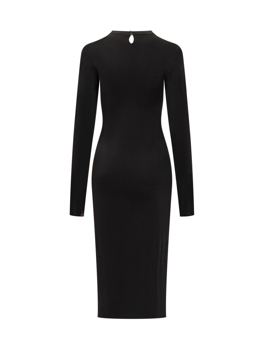Black Embellished Crew Neck Midi Dress 2