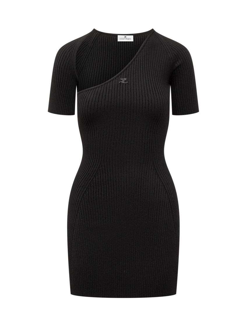 Black Knitted Round Neck Midi Dress 1