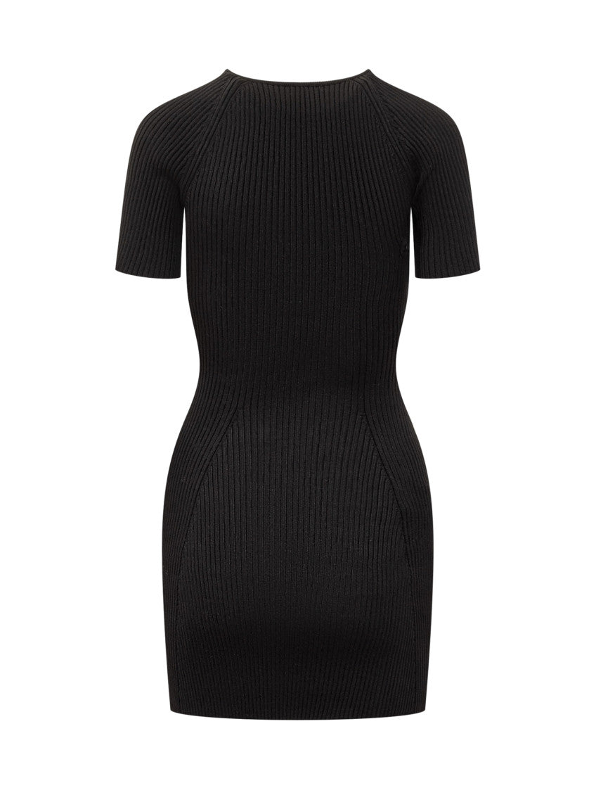 Black Knitted Round Neck Midi Dress 2