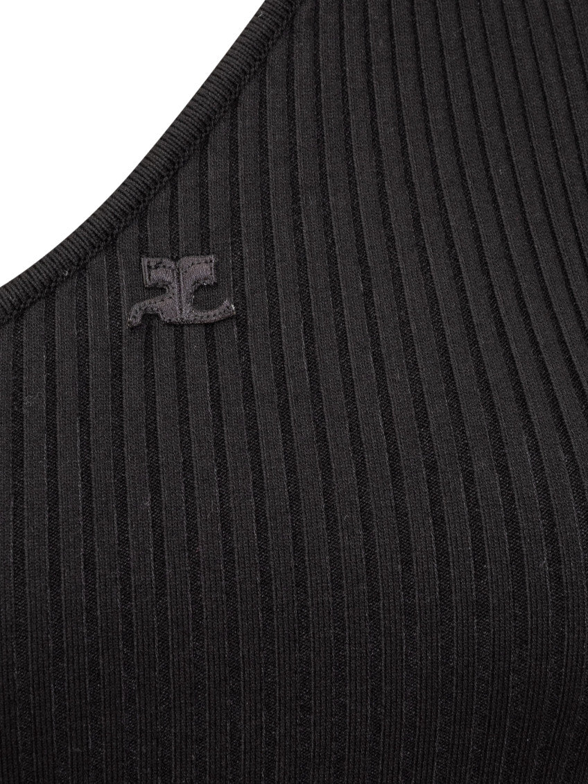 Black Knitted Round Neck Midi Dress 3