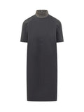 Black Embellished Mock Collar Midi Dress 1