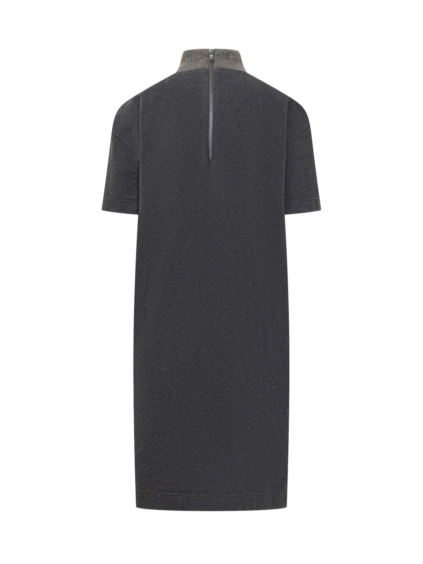 Black Embellished Mock Collar Midi Dress 2