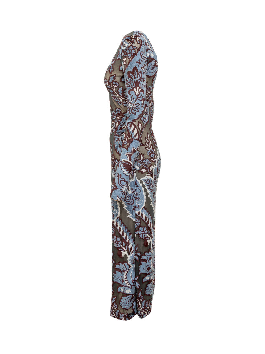 Multicolor Floral V Neck Midi Dress 3