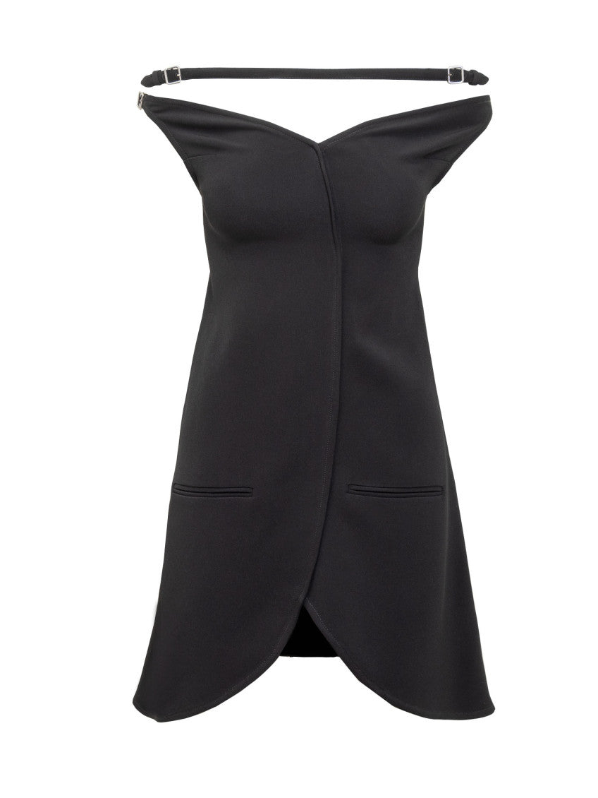 Black Off Shoulder Mini Dress 1