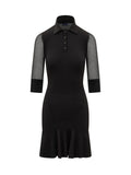 Black Shirt Collar Midi Dress 1