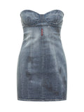 Blue Embellished Strapless Mini Dress 1