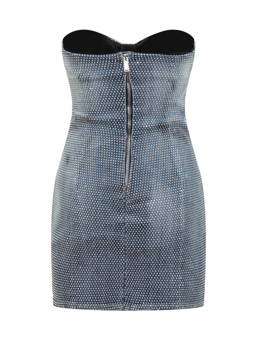 Blue Embellished Strapless Mini Dress 2