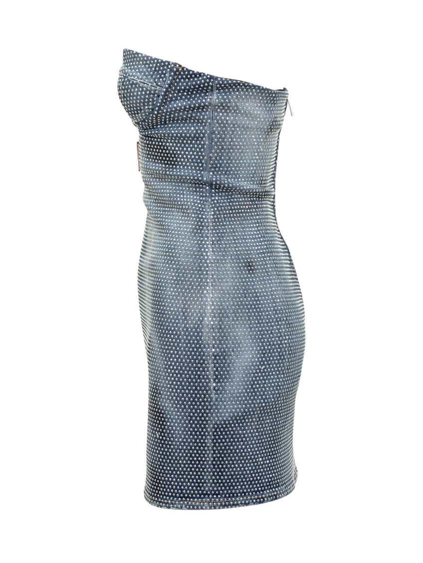 Blue Embellished Strapless Mini Dress 3