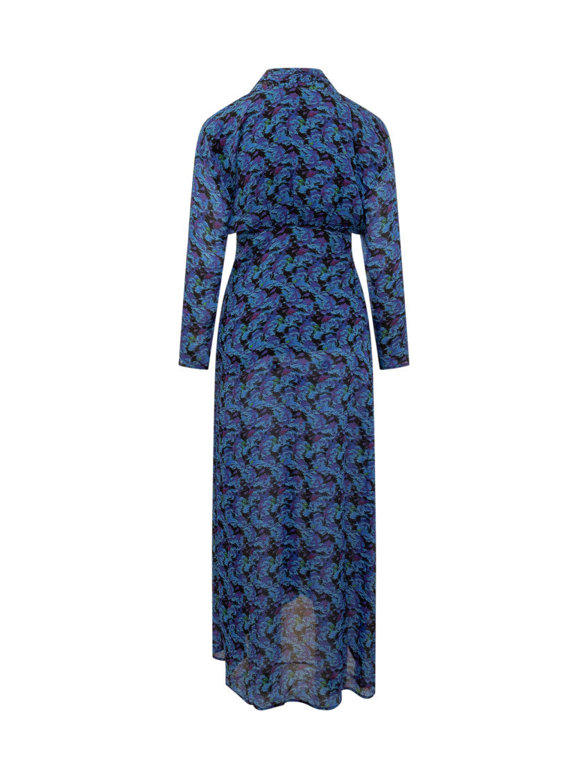 Blue Floral V Neck Maxi Dress 2