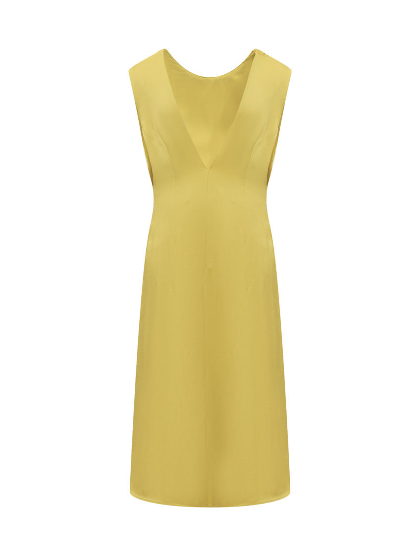 Yellow Round Neck Midi Dress 2