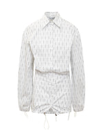 White Stripes Shirt Collar Mini Dress 1