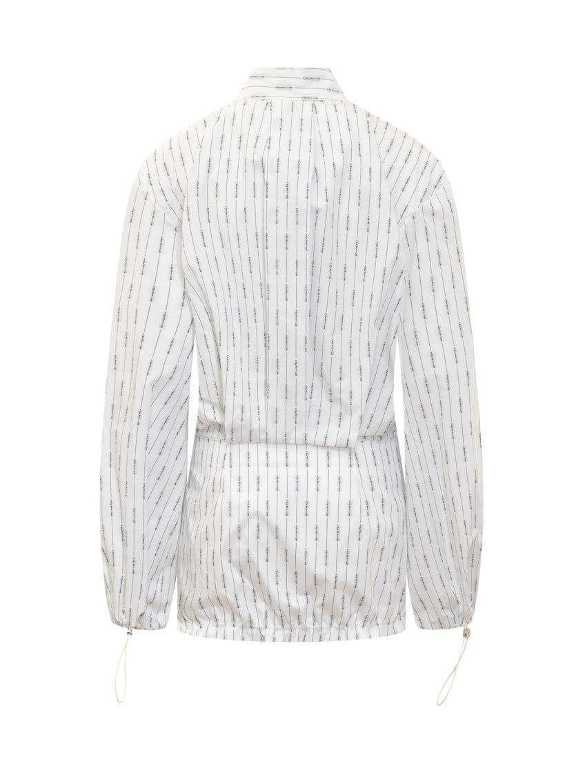 White Stripes Shirt Collar Mini Dress 2