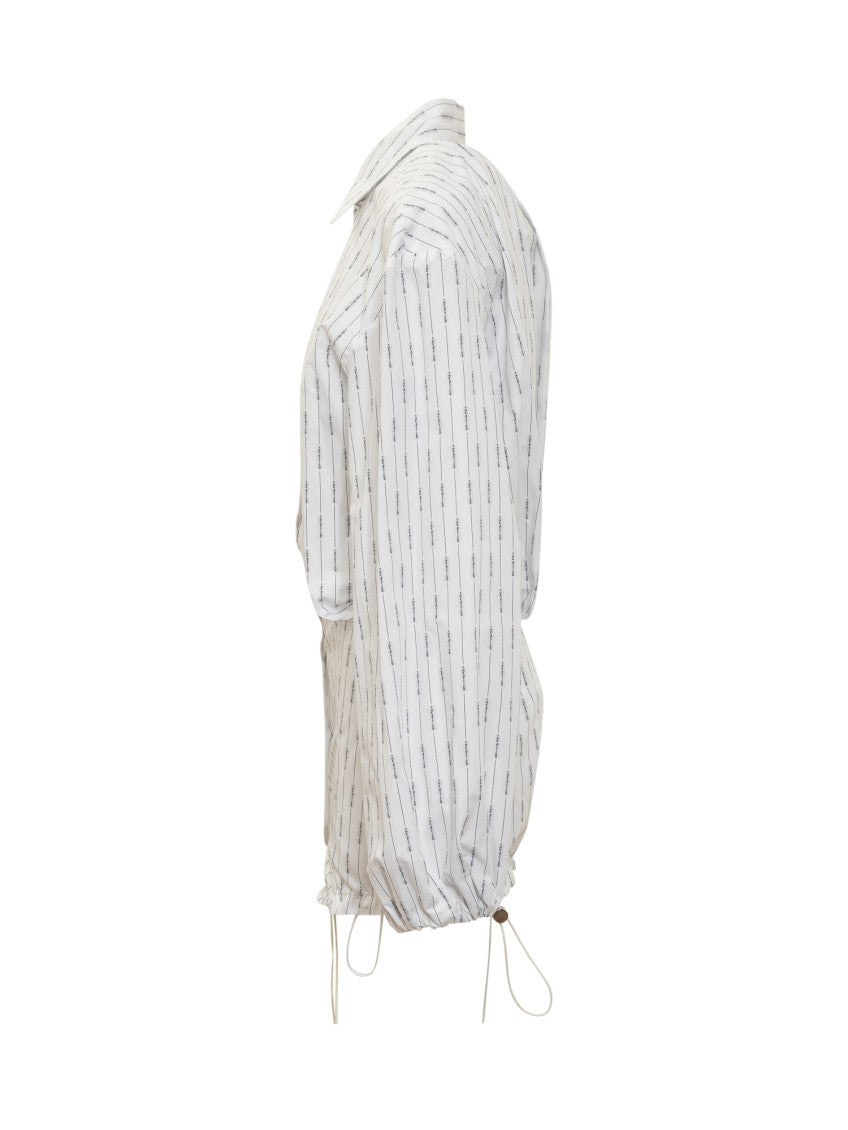 White Stripes Shirt Collar Mini Dress 3