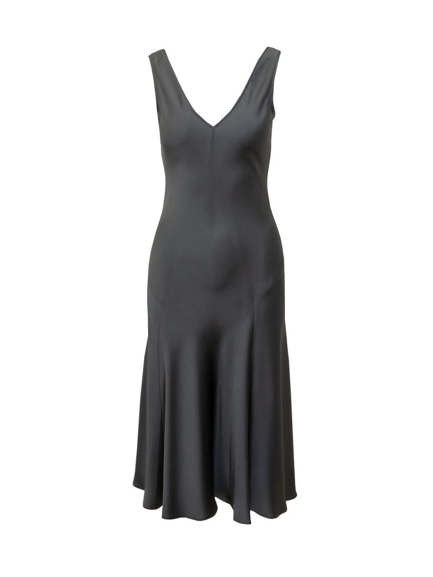Black Solid V Neck Maxi Dress 1